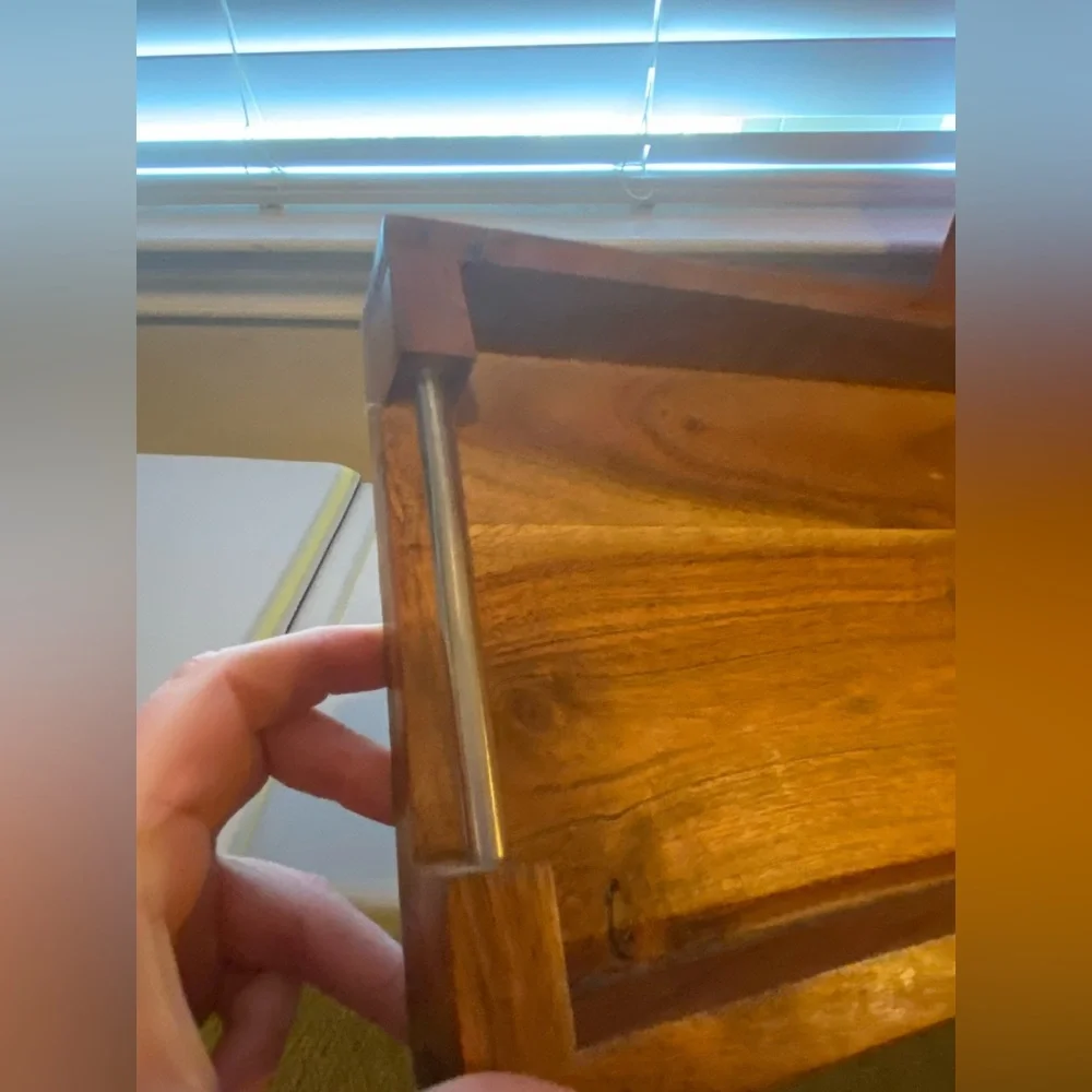 Elegant Wooden Bath Tray with Metal Handles - EUC